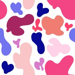 Colourful abstract pattern featuring playful shapes in bold hues on a vibrant white background, ideal for various design projects