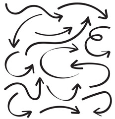 Set of Hand drawn vector arrows doodle on white background. design element vector illustration.