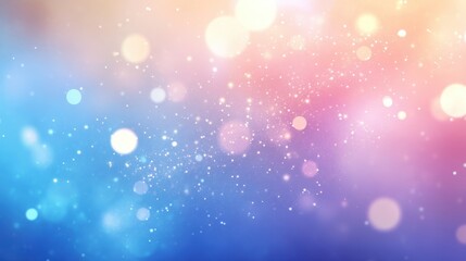 Abstract background with soft blue, pink, and peach colors and glowing bokeh lights.