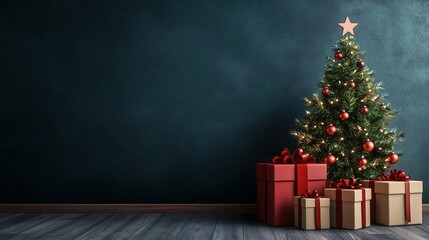 Christmas themed poster, space for text. 