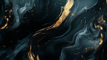 High-contrast black and gold marble texture, dramatic veining, glossy finish, luxury material concept