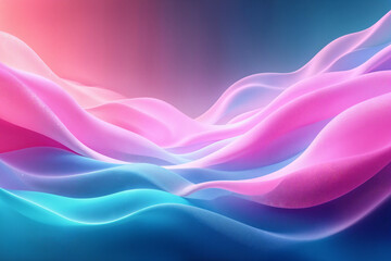 Fototapeta premium Luminous flowing shapes. Bright gradients in pink and turquoise. Soft curves merging into abstract designs. Horizontal template color gradient, rough retro vibe shine bright light