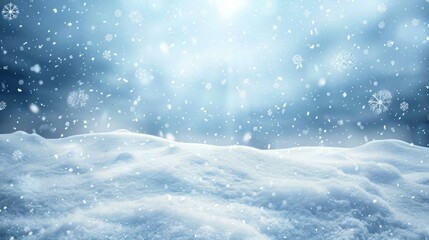 Naklejka premium A snowy landscape with a bright blue sky