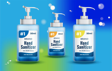 Vector realistic hand sanitizer bottle mockup concept design