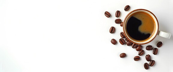 Obraz premium fresh coffee in a cup on a white background