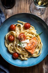 Creamy Salmon Pasta with Cherry Tomatoes