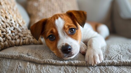 Adorable Puppy on Cushion