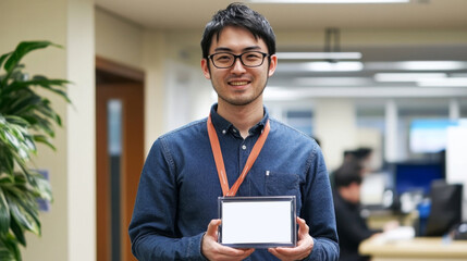 Employee Receiving Monthly Award for Boosting Revenue and Profits in Corporate Office