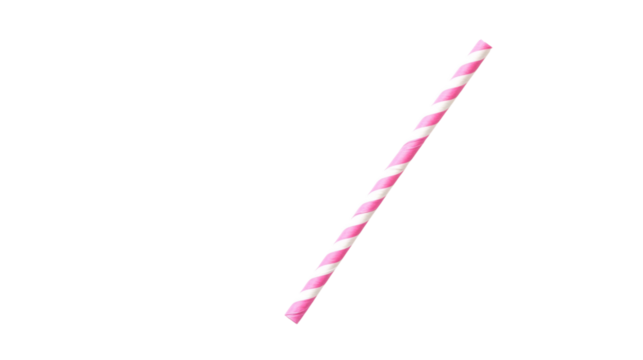 Paper straw with stripes transparent background