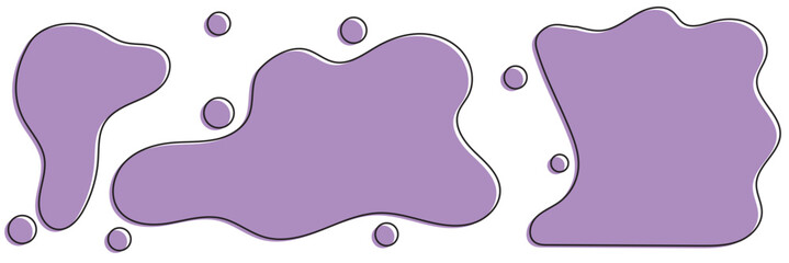 Modern liquid irregular blob shape abstract elements graphic flat style design fluid vector illustration set.