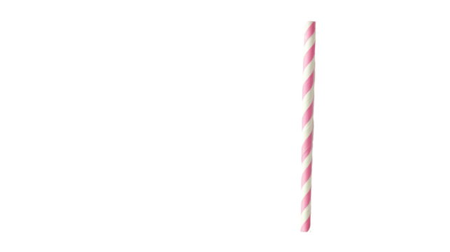 Paper straw with stripes transparent background