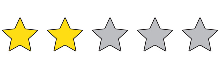 Stars icons. Stars in linear flat design. Star vector icon black and yellow color, isolated. Vector illustration