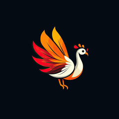 Obraz premium Abstract Illustration of a Peacock with Orange and Red Feathers