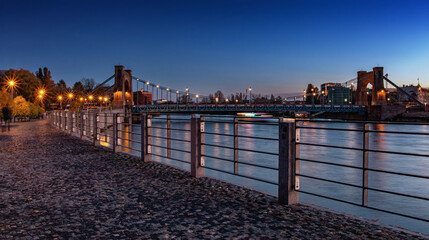Obraz premium Grunwald Bridge after sunset Wroclaw, Lower Silesia.