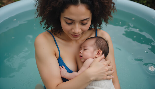 A tender moment between a mother and her baby in a cozy bath, highlighting the beauty of family love.