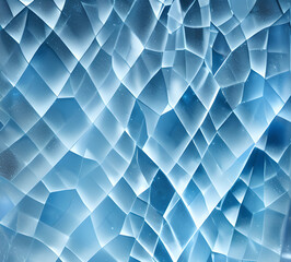 Fototapeta premium Abstract natural ice texture. Freezy ice surface. Blue backdrop with cracks and scratches on frozen water. Banner.pattern on winter window.generative ai