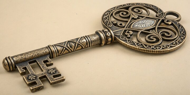 Medieval key with patterns