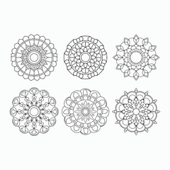 Simple black and white mandala, simple mandala coloring pages, vector file, tattoo design
