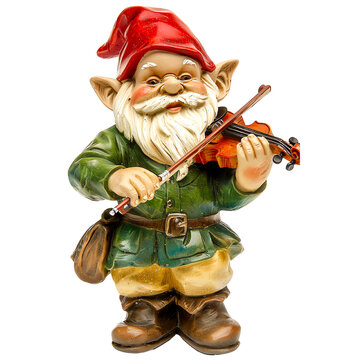 recommend clip art: Classic Garden Gnome Playing the Violin A musical gard Isolated on Transparent Background