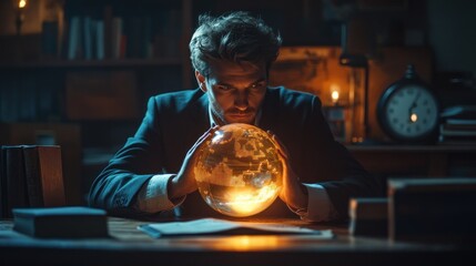Man Gazing Into Crystal Ball