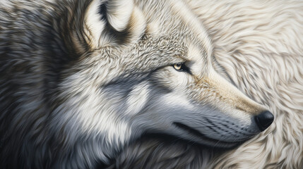 Obraz premium Textured closeup of a wolf's fur showing intricate details