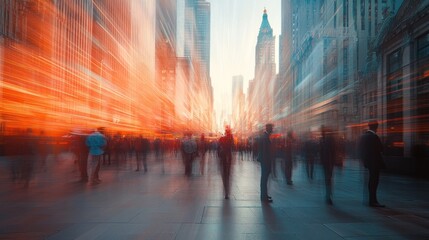 Cityscape with Motion Blur and Red Lights