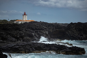 Breathtaking view of the Lighthouse in Pico islandAzores Portugal