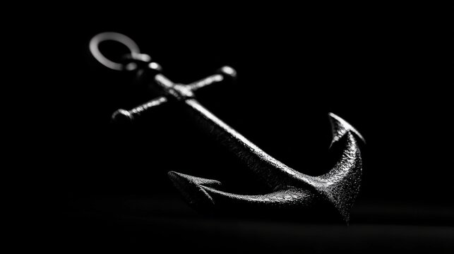 A close-up of a metallic anchor against a dark background, symbolizing hope and direction.