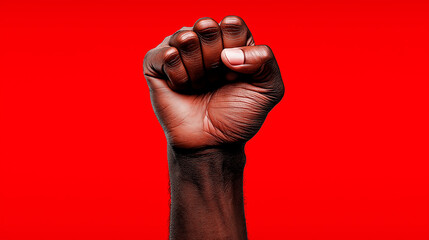 Male fist digital illustration on a color background. International Day. Concept banner for the presentation of the fight for your rights, justice and equality with space for text. Nelson Mandela.