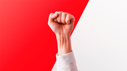 Male fist digital illustration on a color background. International Day. Concept banner for the presentation of the fight for your rights, justice and equality with space for text. Nelson Mandela.