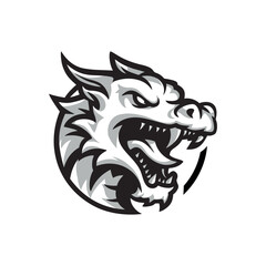 Head of a roaring dragon. vector illustration on white background