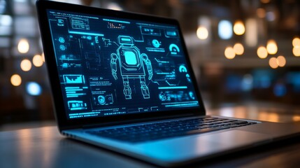 Fototapeta premium Futuristic Technology Interface on Laptop Screen