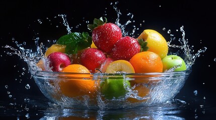 Fresh Fruit Splash in a Bowl