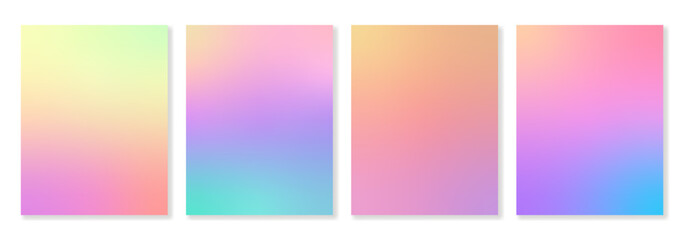 Set of 4 colorful gradient backgrounds in rich colors with soft transitions. For covers, wallpapers, posters, branding, social media and other projects. Vector, for web and print.