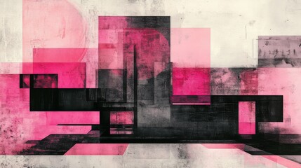 Abstract Geometric Art in Pink Tones