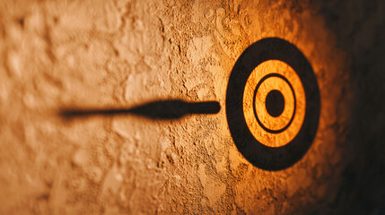 Shadow of dart casting target shape on textured wall