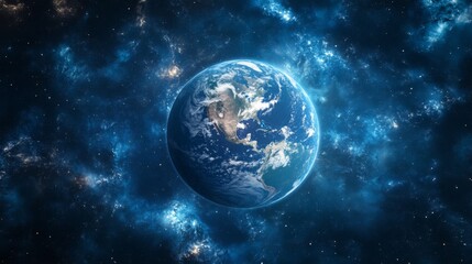 Fototapeta premium Earth in Space Surrounded by Stars