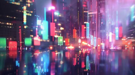 Financial Market Cityscape at Night