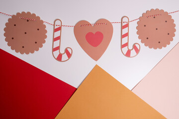 Merry Christmas and happy holidays greeting card, frame, banner. New Year. Christmas decorations top view. Winter Christmas theme. Flat lay