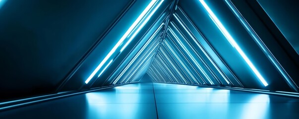 Obraz premium High-contrast lighting on geometric metal structure, modern and sleek architectural shot