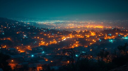 Misty Night Cityscape