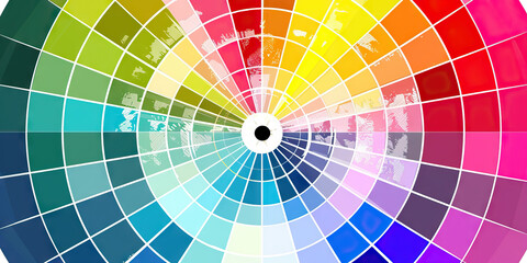 Fototapeta premium A color wheel divided into wedges, with each wedge representing a different concept and its corresponding hue.