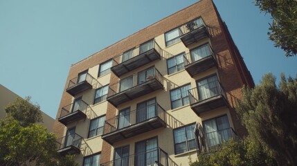 Obraz premium Urban Residential Building with Balconies