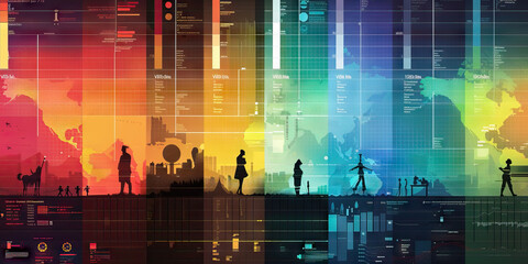 A color-coded timeline, using different shades to represent different concepts throughout history.