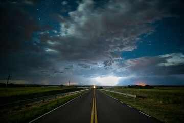 Road  in the Pampas plain,La Pampa Province,  Patagonia, Argentina