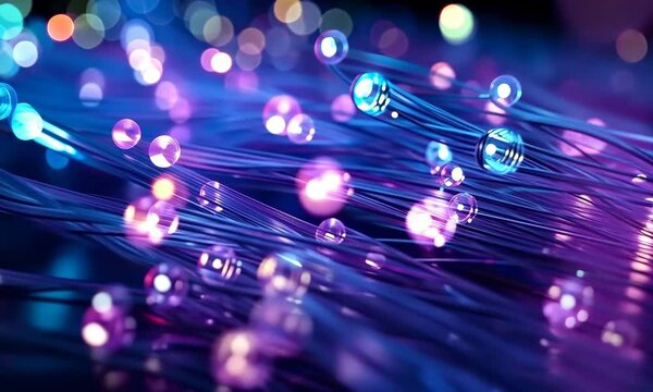 Technology theme optical fiber macro close-up