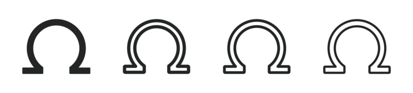 Omega vector icons set. Omega icon