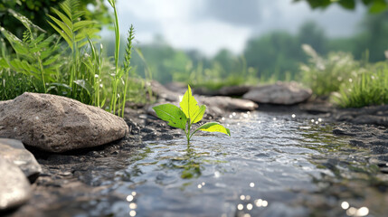 Presents serene natural captured from elevated - perspective focusing lower
