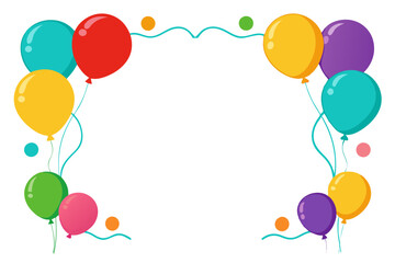 Colorful Balloons border / Party frame. Colorful balloons isolated on white background illustration, Greeting card / invitation border and frame