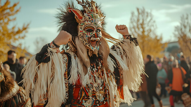 Traditional Bulgarian Kukeri Costume Celebration